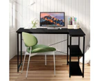 LUXSUITE Computer Desk Black L Shape Gaming Writing Study Corner Table Home Office Workstation with Storage Shelf