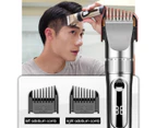silver Men&#8217;s Electric Digital display Hair Clipper USB Rechargeable Hair Shaver W/ 6 Limit Combs