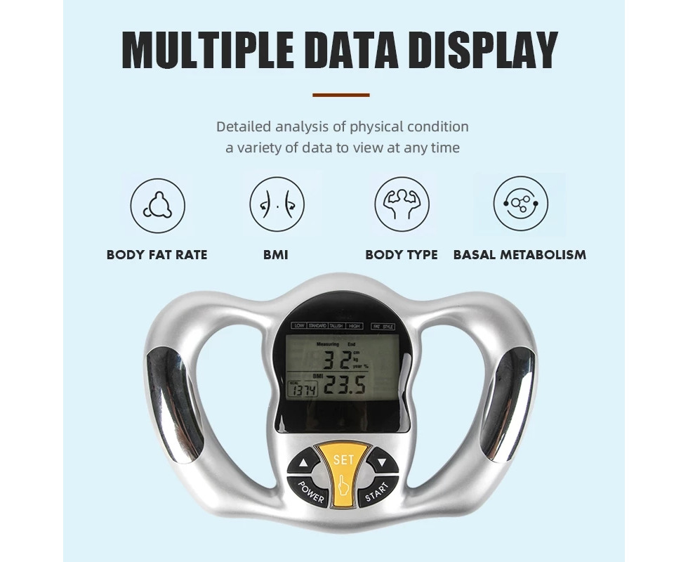  Digital Body Fat Analyzer for Personal Health, Calorie BMI  Measurement, Handheld Digital Body Fat Loss Monitor, Portable Health Monitor  with LCD Screen, Body Fat Tester with Handle for Home : Health & Household
