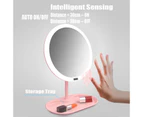 a 7/8 Inch USB Charging Touch Dimming LED Makeup Table Mirrors With Cosmetics Storage Tray