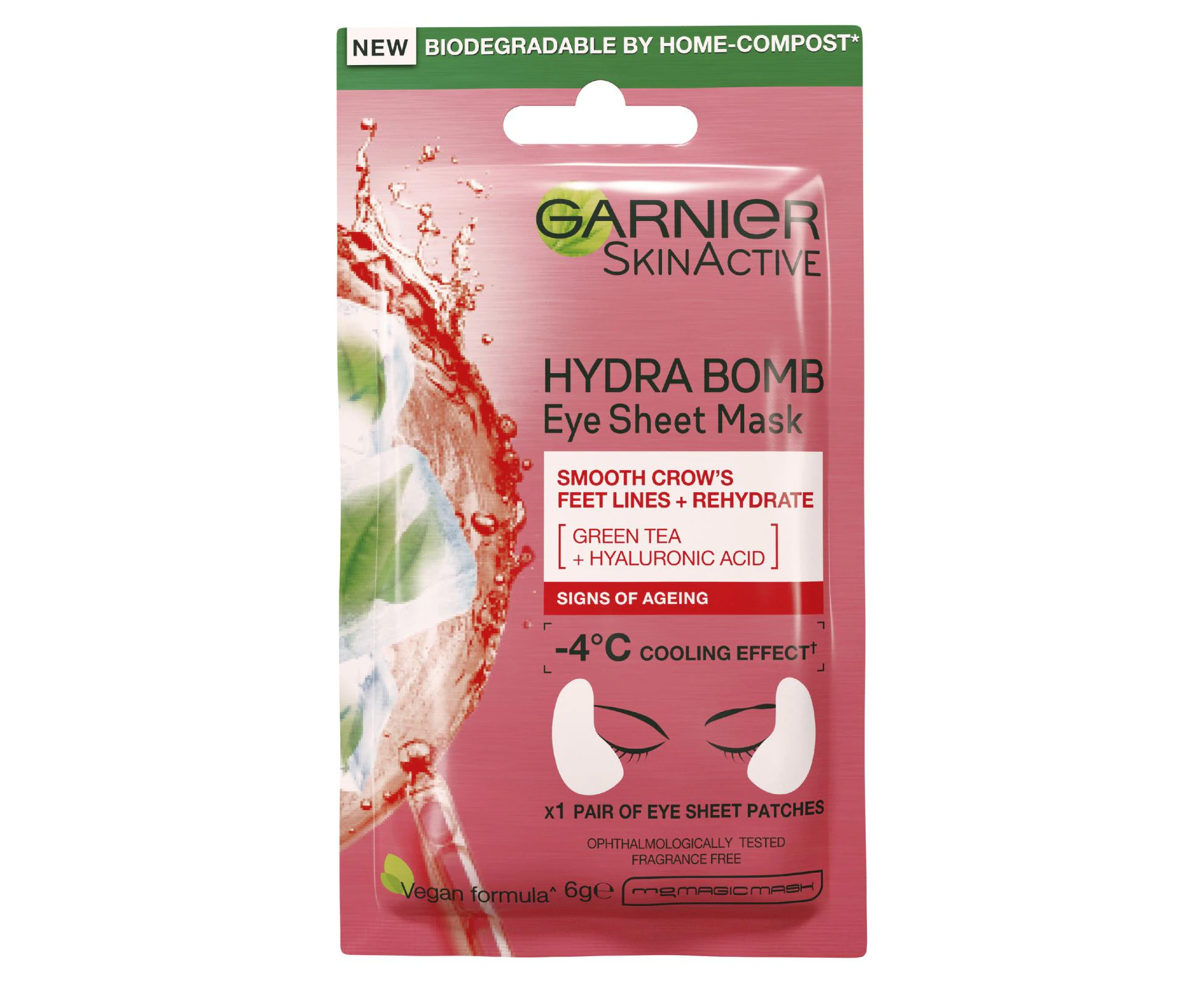 Garnier Hydra Bomb Hyaluronic Acid + Green Tea Anti Ageing Eye Sheet Mask  6g