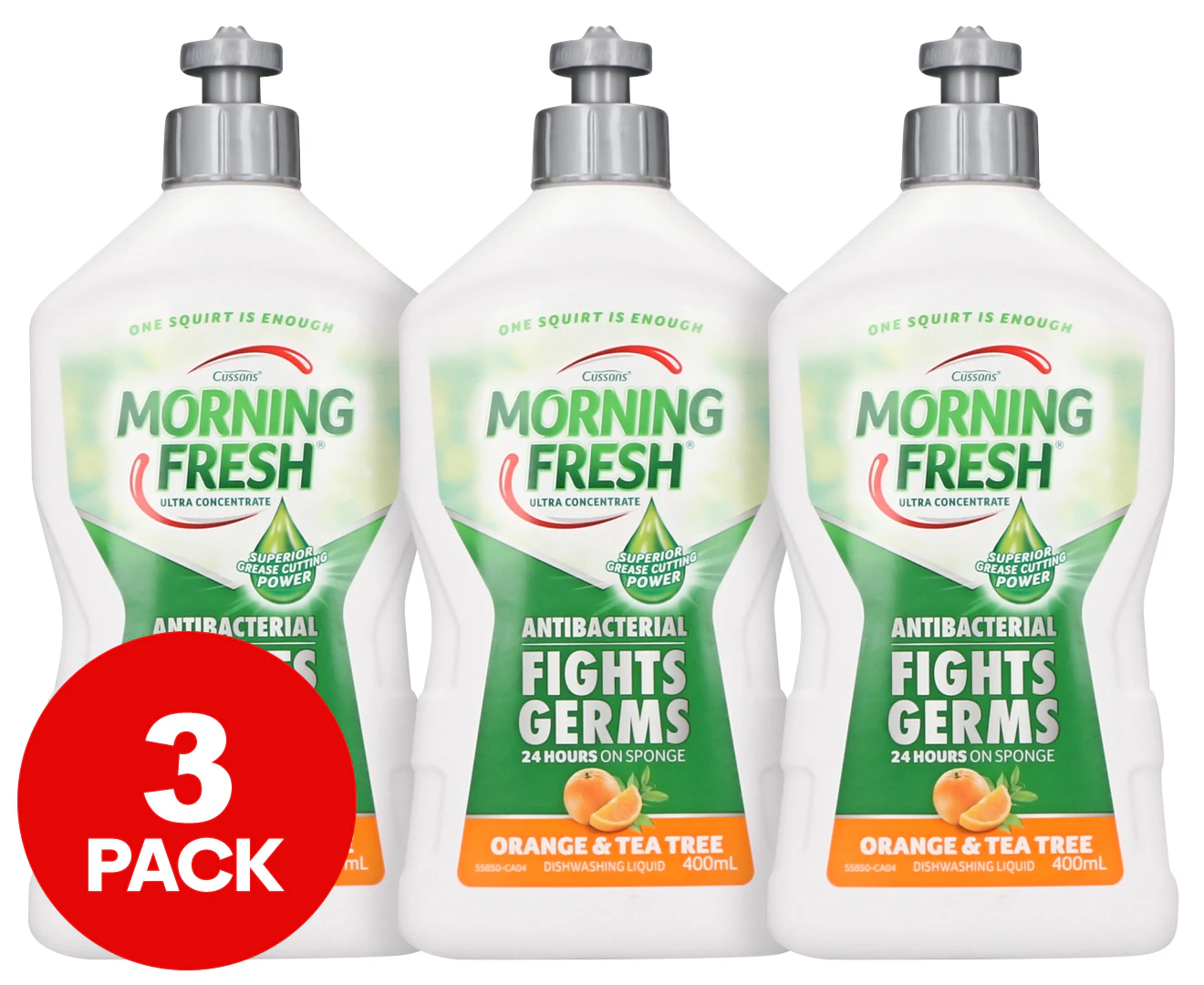 3 x Morning Fresh 400ml Dishwashing Liquid Cleaning Concentrate Orange/Tea Tree