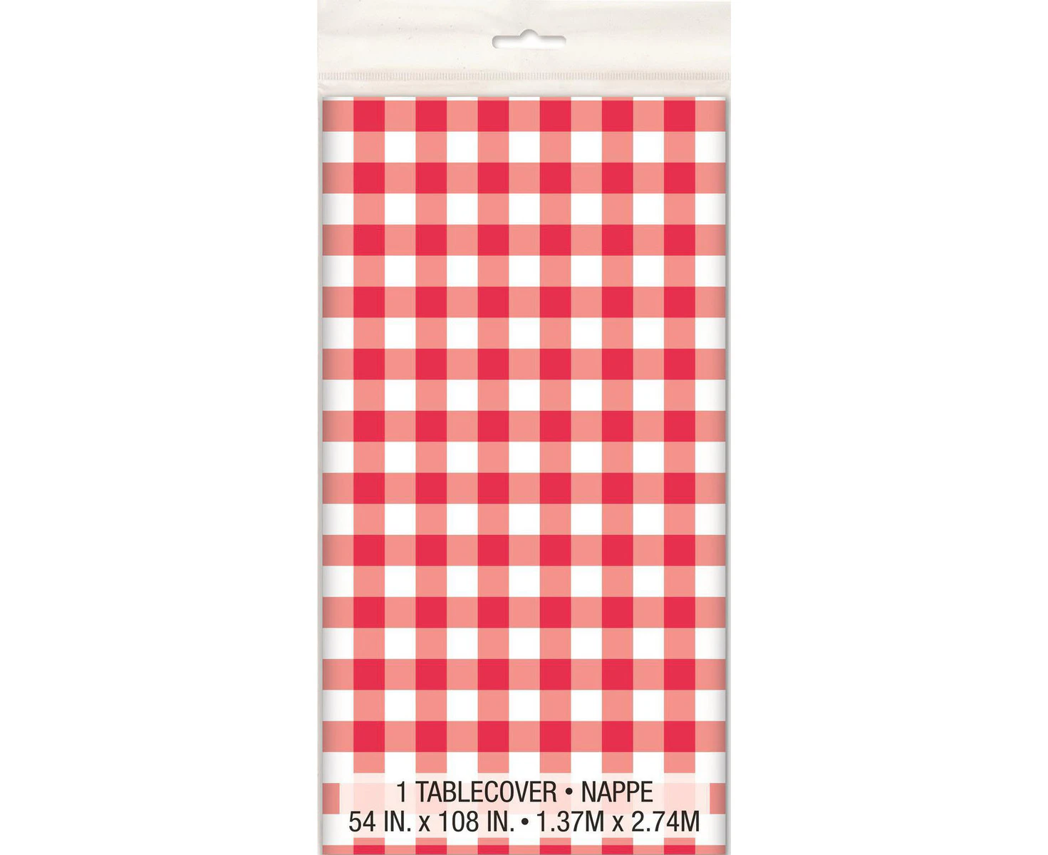 Red Gingham Check Birthday Party Plastic Tablecloth Table Cover Picnic Cars 137 X 274 cm