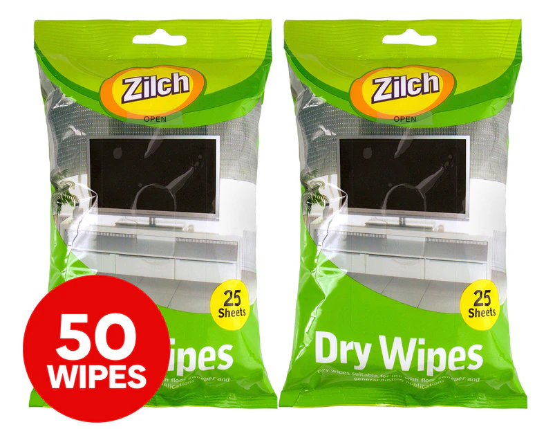 2 x 25pk Zilch Dry Wipes
