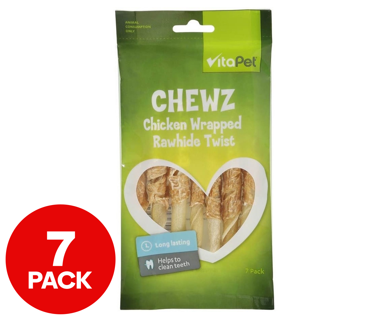 VitaPet Chewz Chicken Wrapped Rawhide Twist 7pk M tch