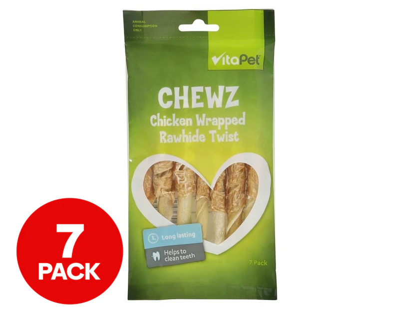 VitaPet Chewz Chicken Wrapped Rawhide Twist 7pk
