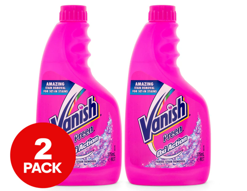 2 x 375mL Vanish Preen OxiAction Fabric Stain Remover Refill