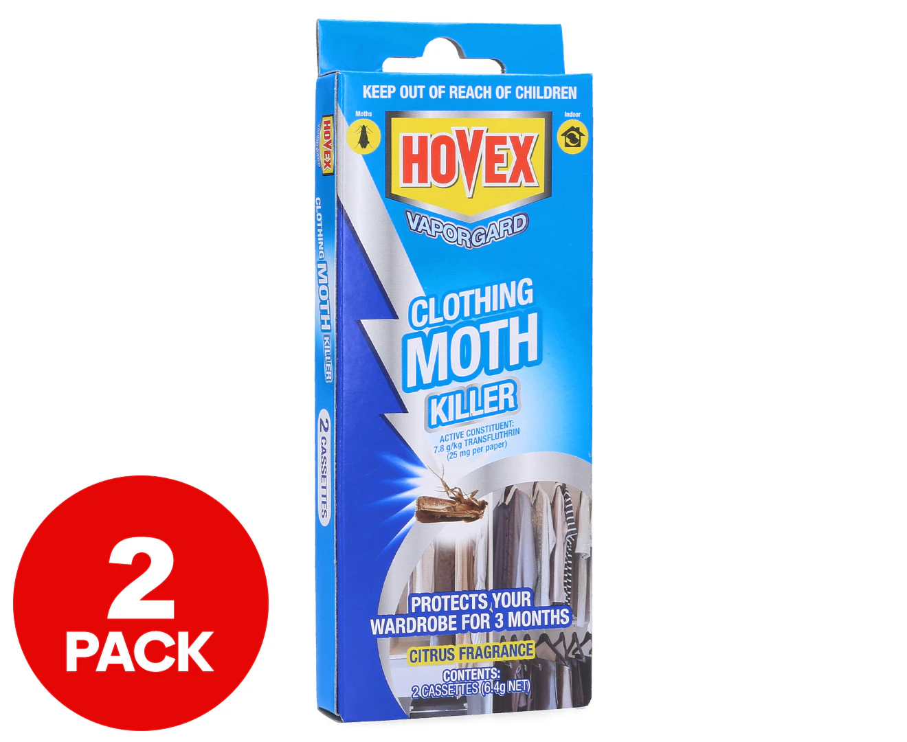 Hovex Vaporgard Clothing Moth Killer Cassette Citrus 2pk