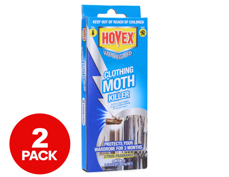 Hovex Vaporgard Clothing Moth Killer Cassette Citrus 2pk