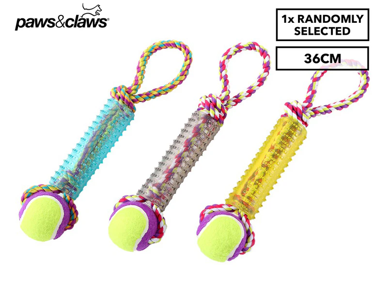 Paws & Claws 36cm Sparkle Tugger Dog Toy w/ Tennis Ball - Randomly Selected