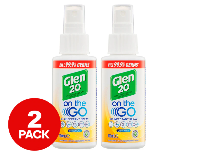 2 x Glen 20 On The Go Disinfectant Spray Citrus Notes 100mL