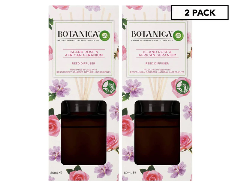 2 x BOTANICA by Air Wick Home Reed Diffuser 80mL - Rose & African Geranium