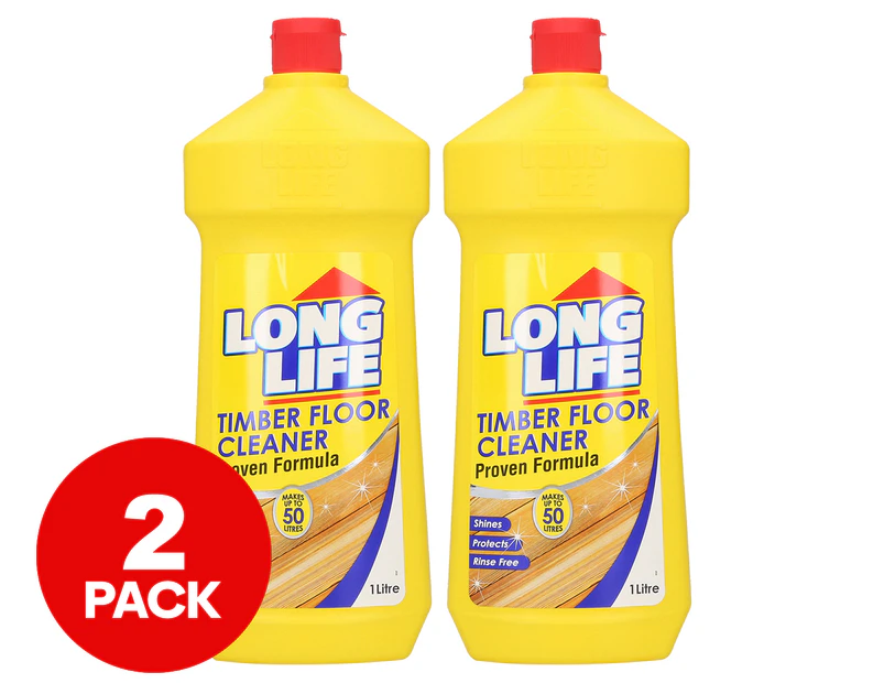 2 x Long Life Timber Floor Cleaner 1L