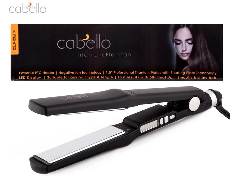 Cabello Titanium Flat Iron - Black CLFI037