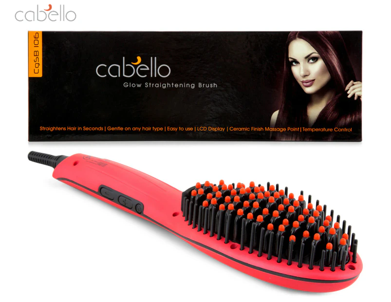 Cabello Glow Straightening Brush - Red CgSB106