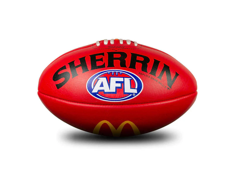 Sherrin AFL Replica Game Ball Size 5 Leather Football - Red