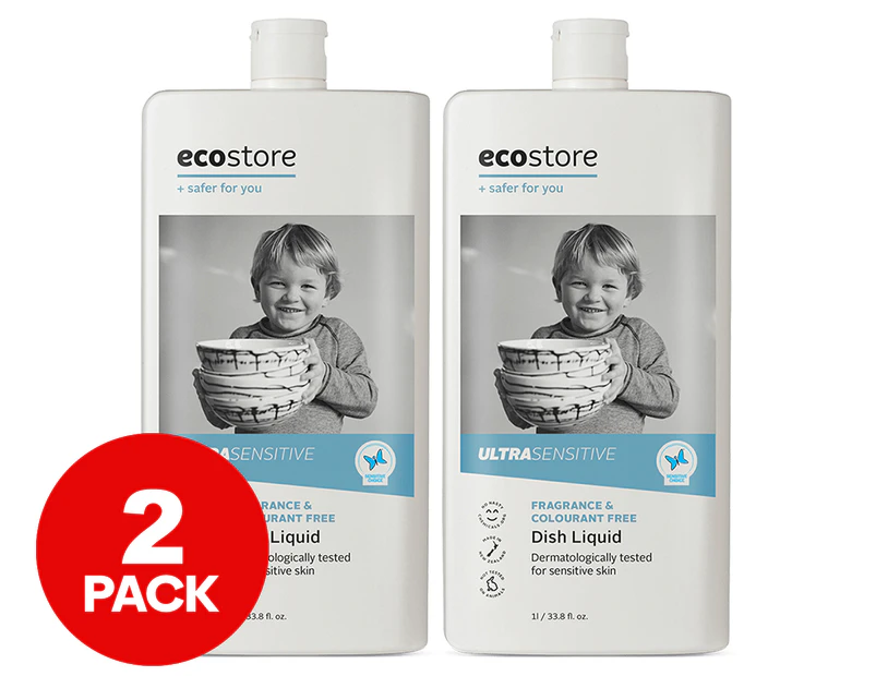 2 x 1L Ecostore Ultra-Sensitive Dishwashing Liquid Fragrance Free