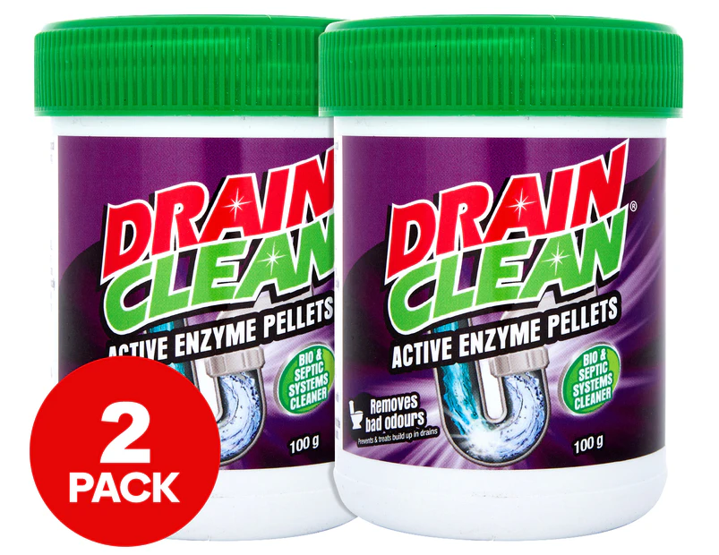 2 x Drain Clean Active Enzyme Pellets 100g