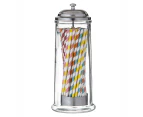 Davis & Waddell Glass Straw Holder Dispenser 60 Multi Coloured Paper Straws
