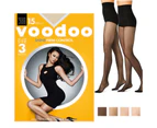 Voodoo Shine Firm Control Sheers 15 Denier Stockings Pantyhose Tights 3 Pack H30430 - Brazilian
