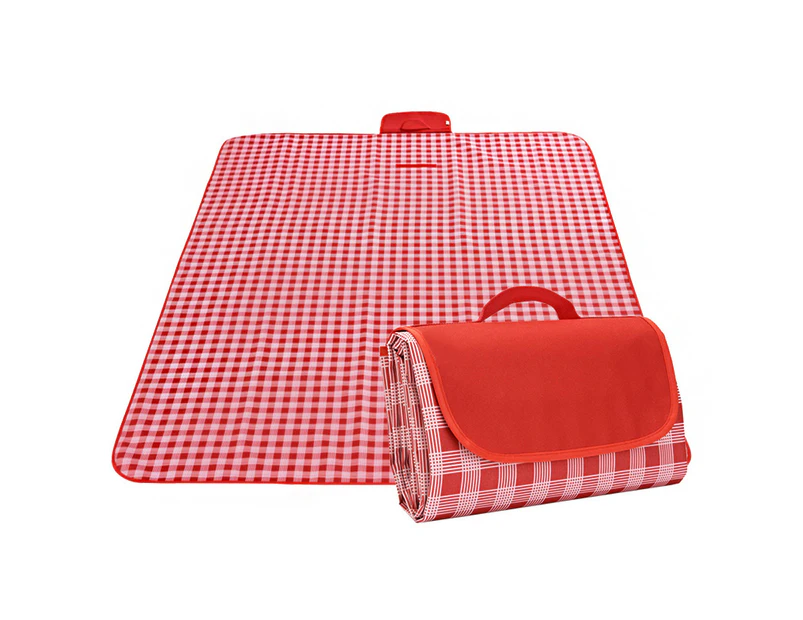 Outdoor picnic mat portable waterproof thickened Oxford cloth plaid -200*200CM-Red