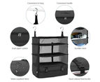 Portable Travel Storage Bag Hook Hanging Organizer Wardrobe Clothes Storage Rack-Black