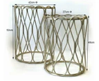 Mirrored round nest coffee table stand/side table set of 2/ gold metal frame