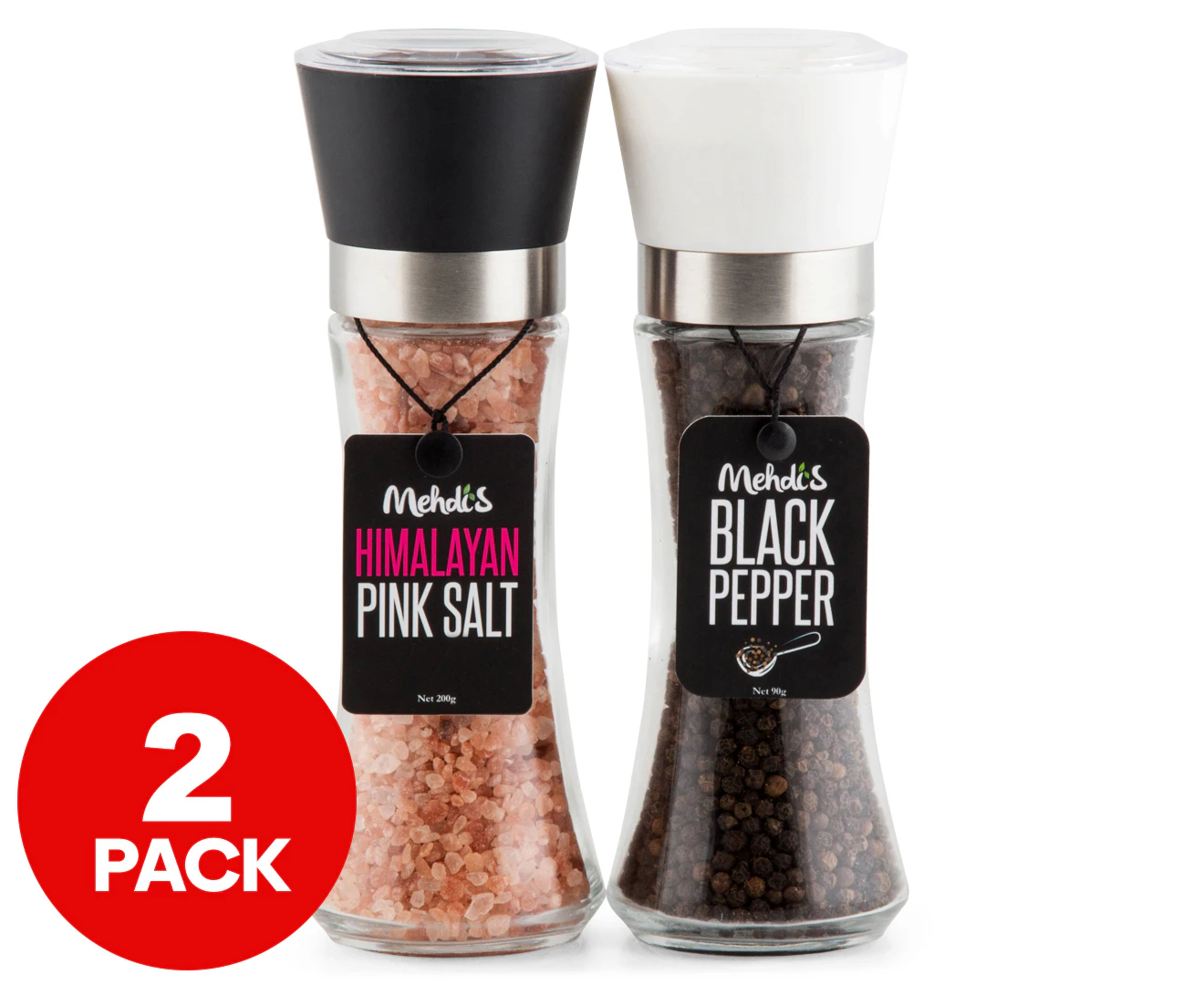 Mehdi's Himalayan Pink Salt & Black Pepper Ceramic Grinder Pack