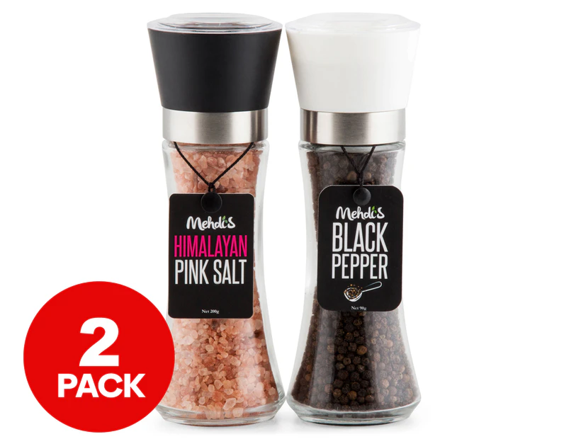 Mehdi's Himalayan Pink Salt & Black Pepper Ceramic Grinder Pack