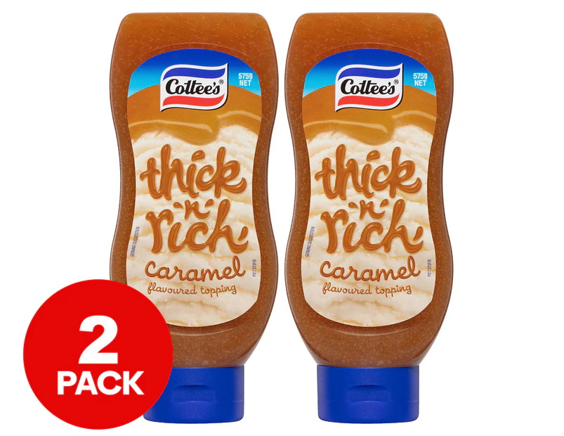2 x Cottee's Thick 'n' Rich Flavoured Topping Caramel 575g