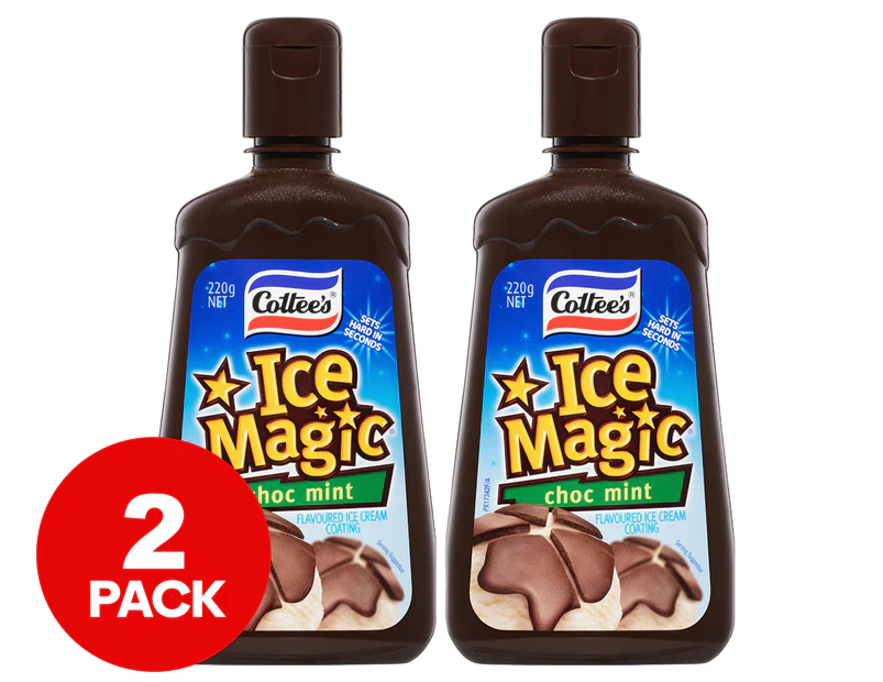 2 x Cottee's Ice Magic Ice Cream Topping Choc Mint 220g