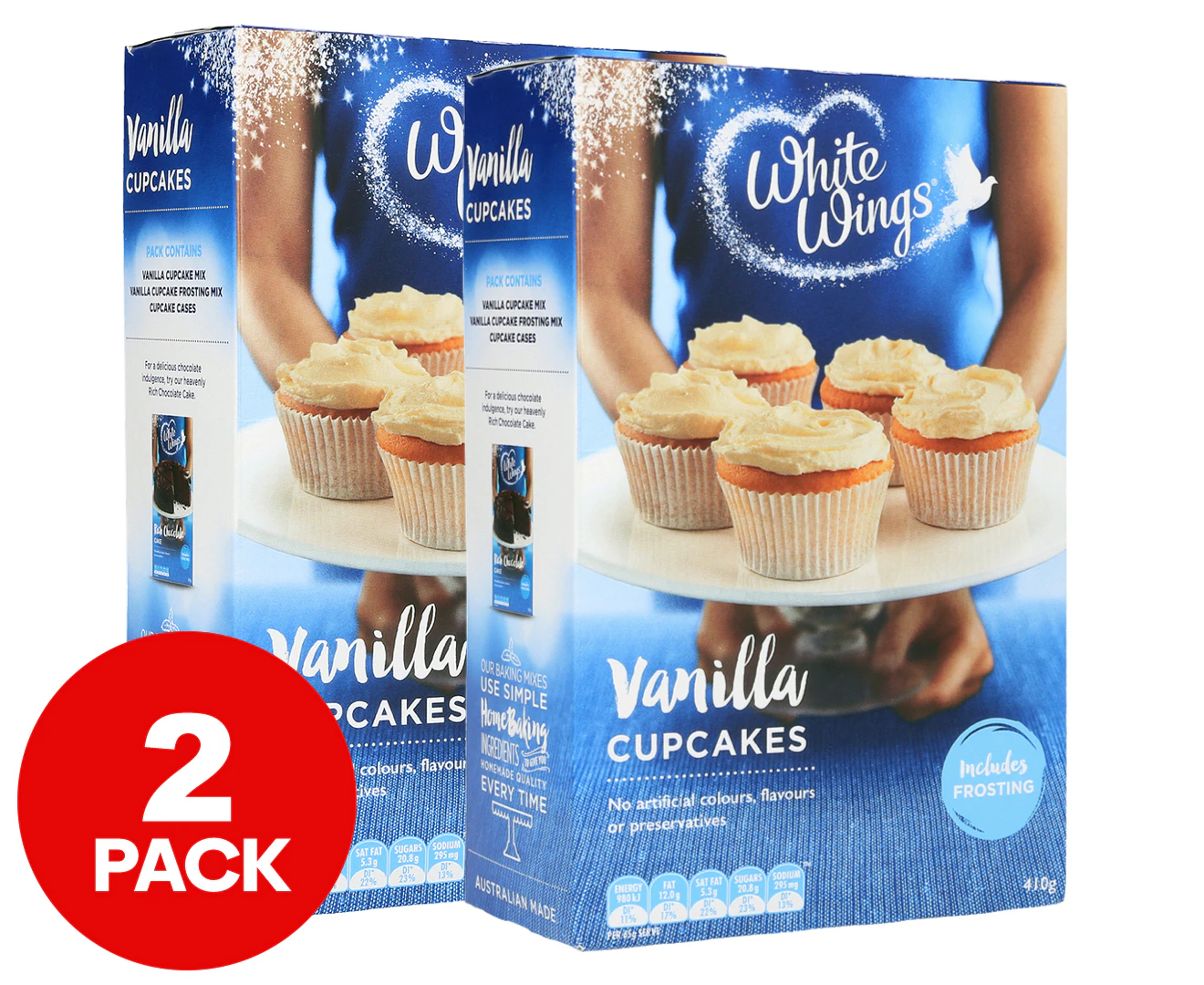 2 x White Wings Vanilla Cupcakes Baking Mix 410g