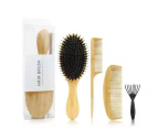 Hair Brush And Comb Set Bamboo Boar Bristle