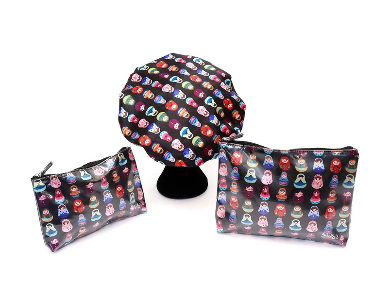 Shower Cap Standard Microfibre Lined Cosmetic Bags Babushka