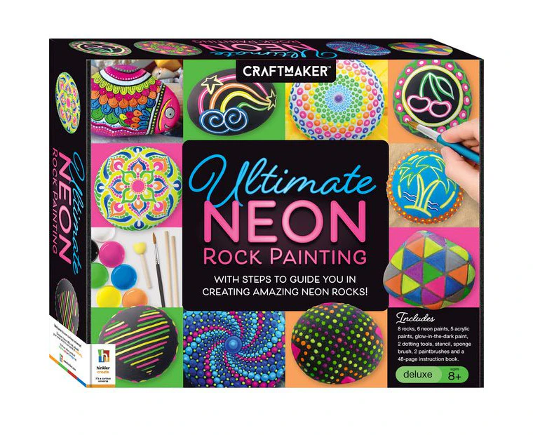 Craft Maker Ultimate Neon Rock Painting Craft Activity Kit Hobby Project 8y+