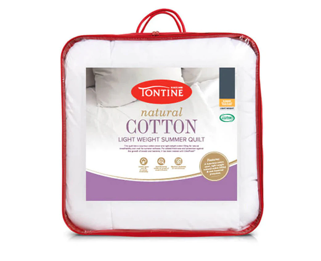 Tontine Queen Bed Natural Cotton Filled Breathable Light/Soft Summer Quilt/Doona