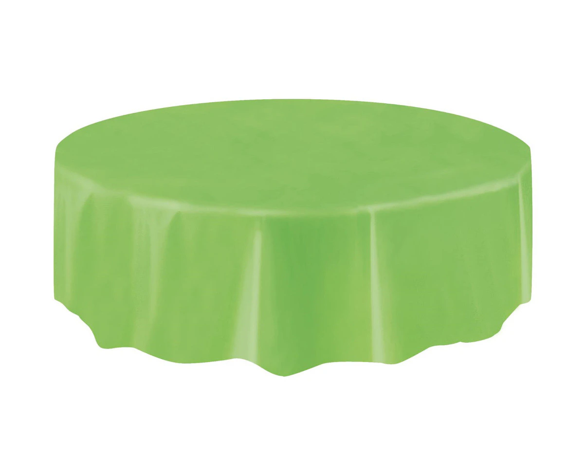 Round Wedding Party Tablecover Table Cover Cloth Plastic Tablecloth Birthday 84" 213cm - Lime Green