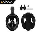 Vivva - Full Face Diving Seaview Snorkel Snorkeling Mask Swimming Goggles for GoPro AU - Black(L/XL)