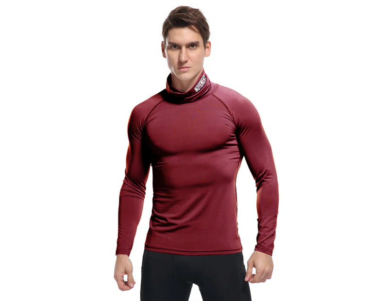 Bonivenshion Men's Compression Shirt Long Sleeve Tops Workout Shirt  Baselayer Top for Men Undershirts for Men Sports Gym Shirts - Red
