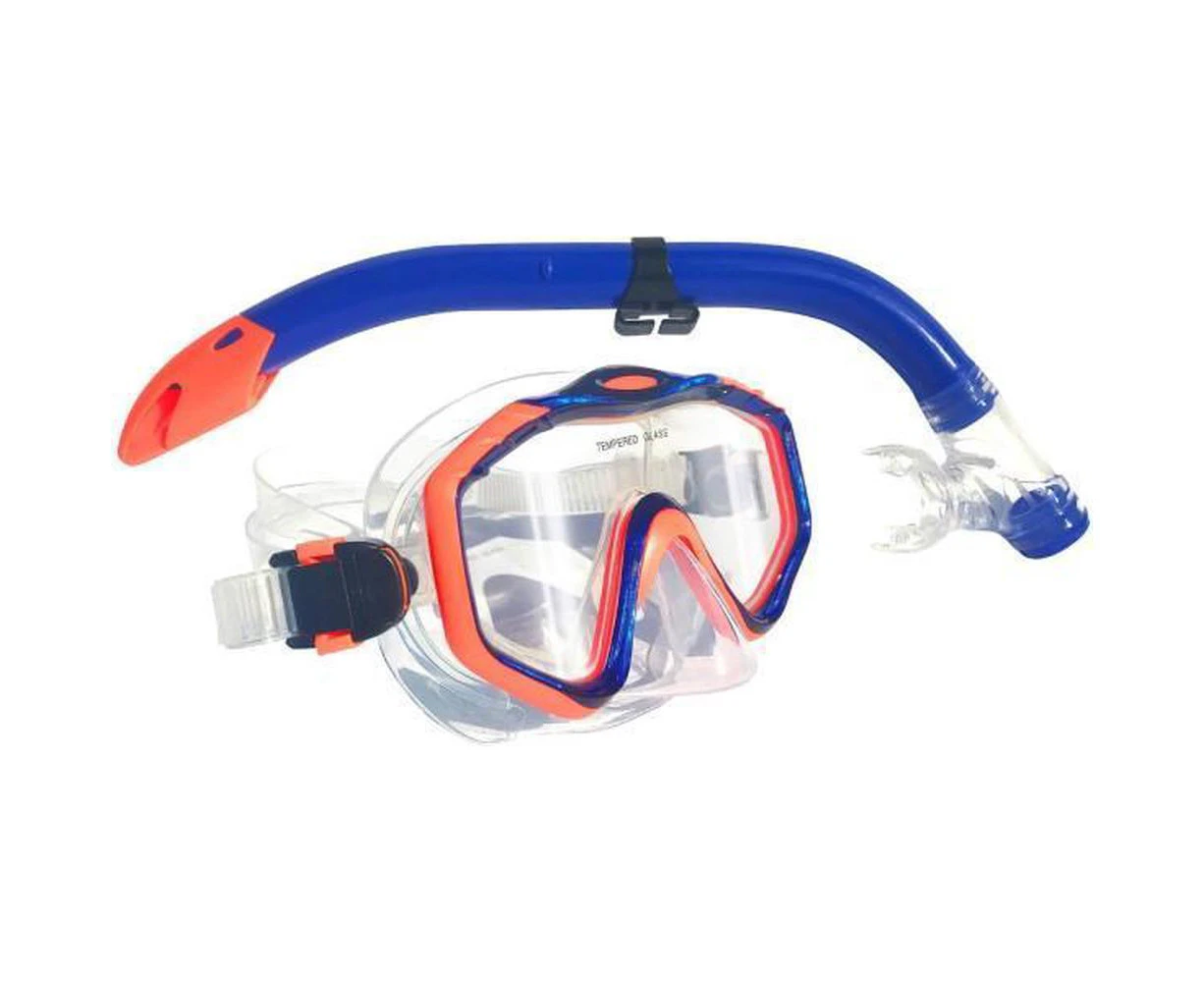 Seahorse Junior Silicone Mask and Snorkel Set (Blue)