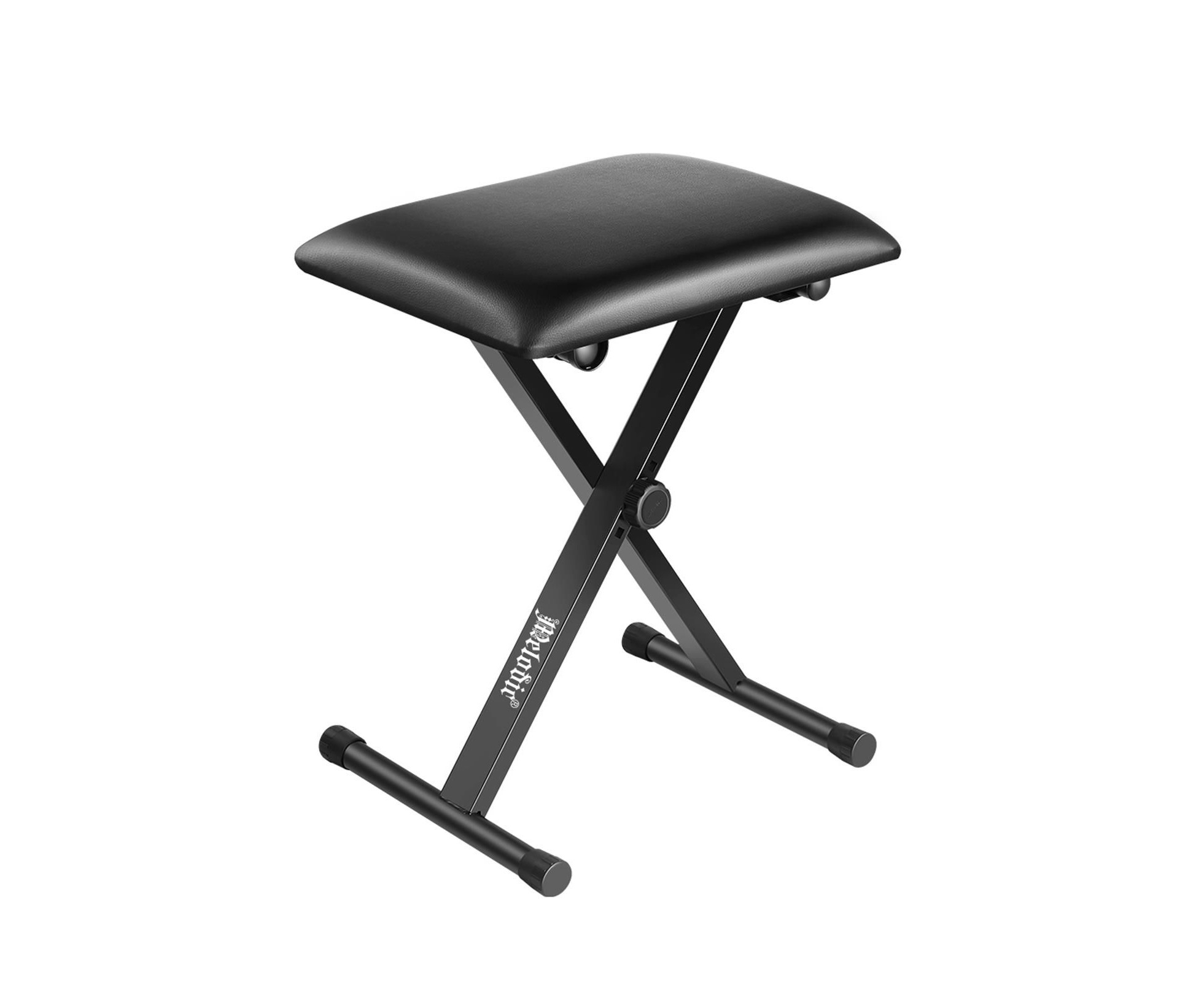 Adjustable Folding Stool Chair Bench Leather Padded Seat Black for Piano Keyboard 