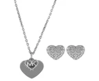 Michael Kors Heart Pendant Necklace & Earrings Set - Silver
