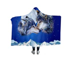 Hooded Blanket Moon Sherpa Fleece Blanket Night Sky Wearable Blanket - White Buffelo