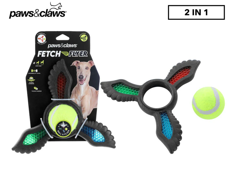 Paws & Claws Fetch Flyer Foam Dart w/ Tennis Ball - Black