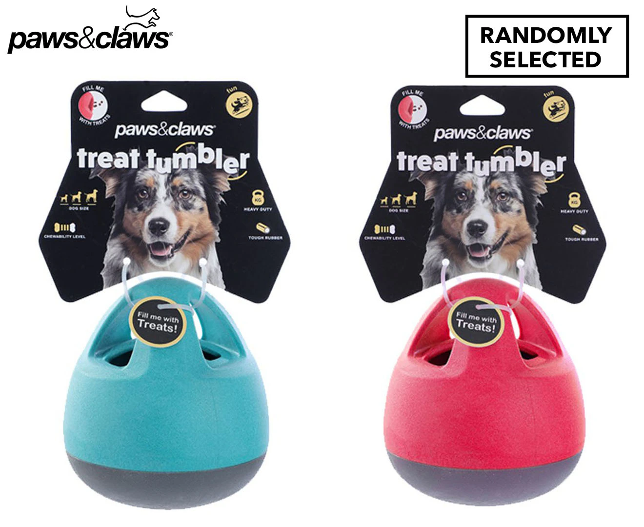 Paws & Claws 13x14.3cm Tumbler Treat/Reward Dog/Pet Rubber Toy Play Assorted