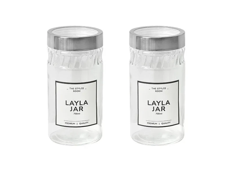 GLASS JARS w/ S.STEEL LID 700mL [24 Pack] Decor Pantry Kitchen Storage Canisters Containers Pantry Food Storage Container Glass Storage Jars