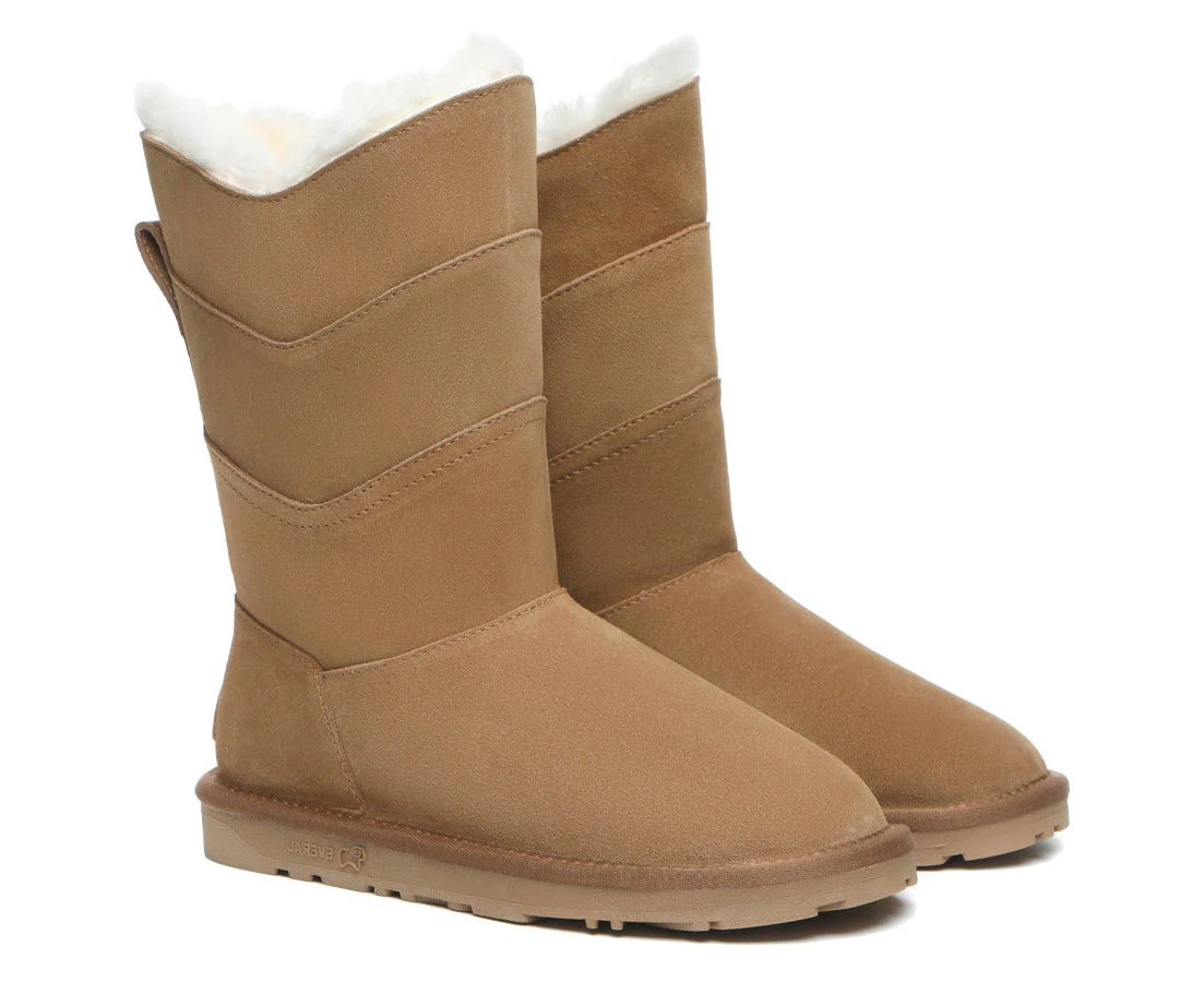 EVERAU(R) Premium Australian Sheepskin Tall Boots Women Swanston 3 Panel - Chestnut