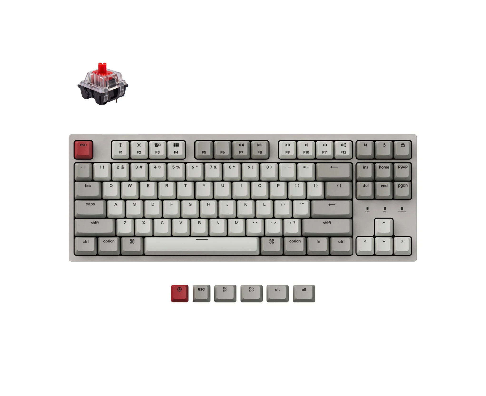 Keychron C1 TKL USB Keyboard Hot-Swappable Non-Backlit Retro Colour Mechanical Keyboard Gateron Red Switch Mac Windows C1-M1Z [KBKCC1M1ZRED]