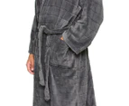 Bambury Men's Textured Luxury Robe - Dark Charcoal
