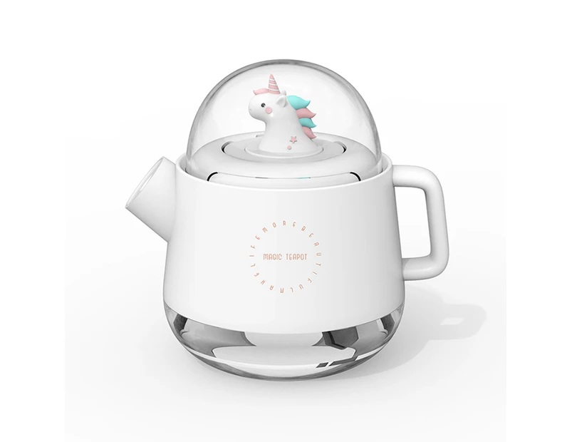 USB Cartoon Teapot Humidifiers With 7 Color Night Light Air Humidifier Home Humidify Mist Maker For Car Home Bedroom Travel Office Diffuser Unicorn White